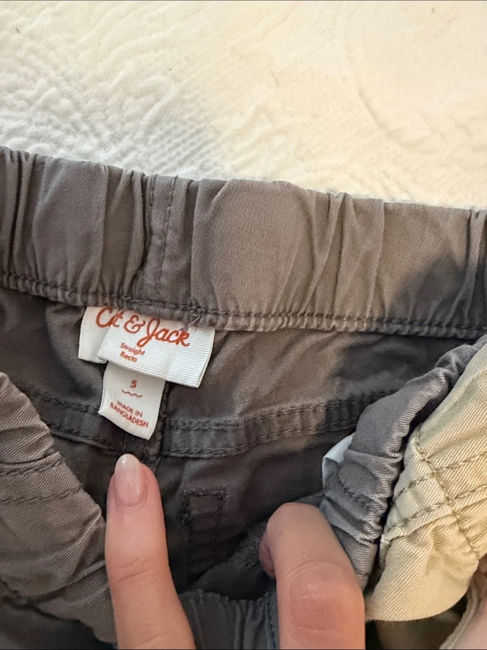 Boys size 5 cat & jack pull on pants khaki and grey bundle